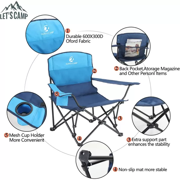 LETS CAMP Folding Camping Chair 2 Pack Low Chair Quad Portable Chair with Cup Holder Steel Frame Collapsible Chair for Outdoor250LBSSeat2