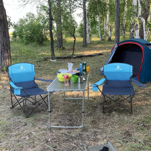 LETS CAMP Folding Camping Chair 2 Pack Low Chair Quad Portable Chair with Cup Holder Steel Frame Collapsible Chair for Outdoor250LBSSeat2
