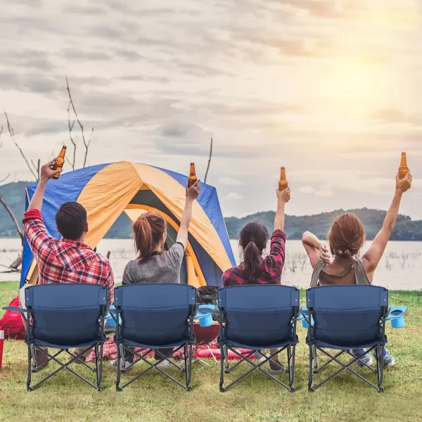 LETS CAMP Folding Camping Chair 2 Pack Low Chair Quad Portable Chair with Cup Holder Steel Frame Collapsible Chair for Outdoor250LBSSingle Seat