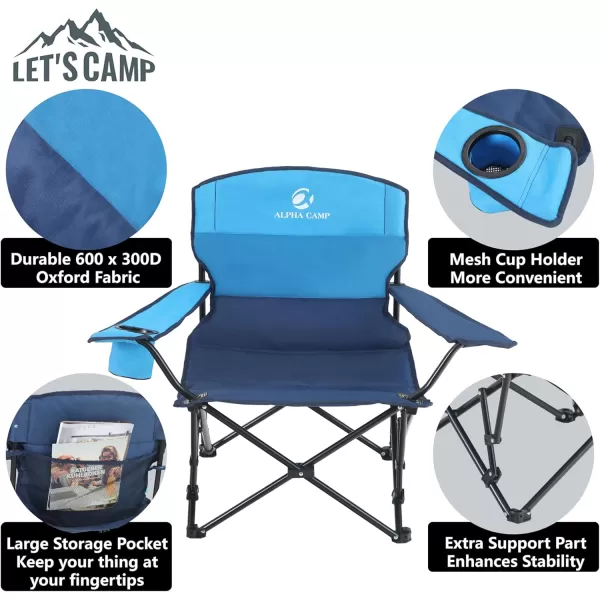 LETS CAMP Folding Camping Chair 2 Pack Low Chair Quad Portable Chair with Cup Holder Steel Frame Collapsible Chair for Outdoor250LBSSingle Seat