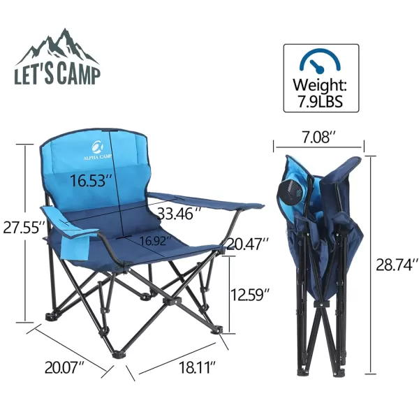 LETS CAMP Folding Camping Chair 2 Pack Low Chair Quad Portable Chair with Cup Holder Steel Frame Collapsible Chair for Outdoor250LBSSingle Seat