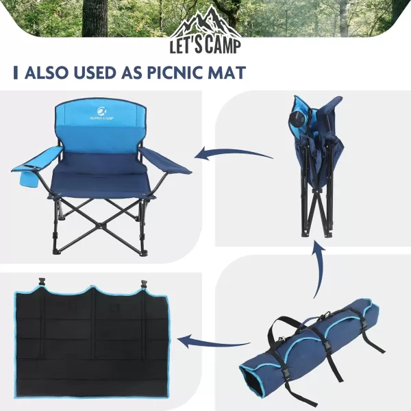 LETS CAMP Folding Camping Chair 2 Pack Low Chair Quad Portable Chair with Cup Holder Steel Frame Collapsible Chair for Outdoor250LBSSingle Seat