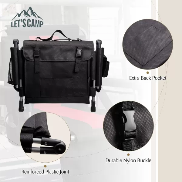 LETS CAMP Folding Stadium Seat Bleacher Chair with Cup Holder Mesh Bag and Hide Hooks Portable Stadium Chair with Back and CushionBlack Red