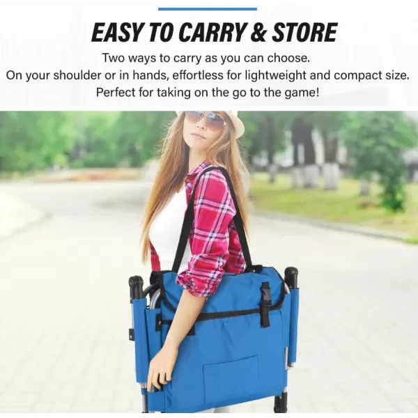 LETS CAMP Folding Stadium Seat Bleacher Chair with Cup Holder Mesh Bag and Hide Hooks Portable Stadium Chair with Back and CushionBlue
