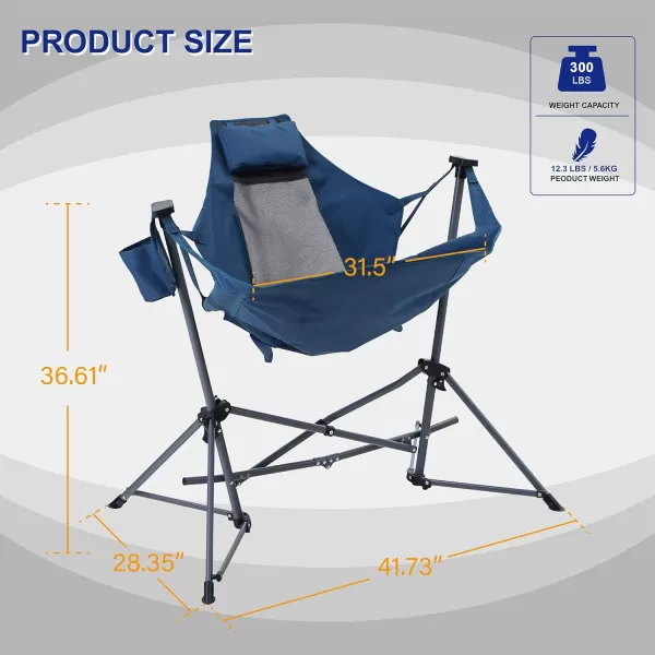 LETS CAMP Hammock Chair Portable Camping Chair Oversized Folding Rocking Chair with Headrest and Cup Holder for Travel Picnic Patio Fishing Supports 300lbsBlue 2 Pack