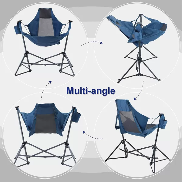 LETS CAMP Hammock Chair Portable Camping Chair Oversized Folding Rocking Chair with Headrest and Cup Holder for Travel Picnic Patio Fishing Supports 300lbsBlue