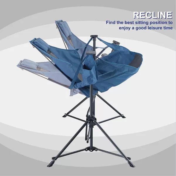 LETS CAMP Hammock Chair Portable Camping Chair Oversized Folding Rocking Chair with Headrest and Cup Holder for Travel Picnic Patio Fishing Supports 300lbsBlue