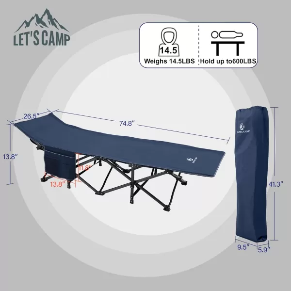 LETS CAMP Outdoor Folding Camping Cots for Adults 600 lbs Portable Heavy Duty Sleeping Cot Durable Lightweight Outdoor Bed with Carry Bag Navy BlueNavy