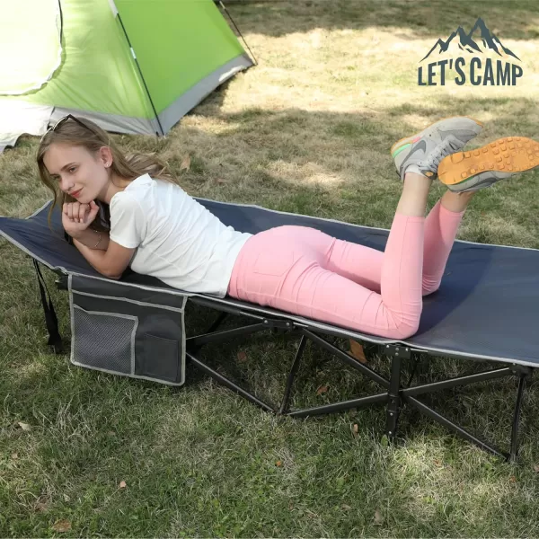 LETS CAMP Outdoor Folding Camping Cots for Adults 600 lbs Portable Heavy Duty Sleeping Cot Durable Lightweight Outdoor Bed with Carry Bag Navy BlueNavy