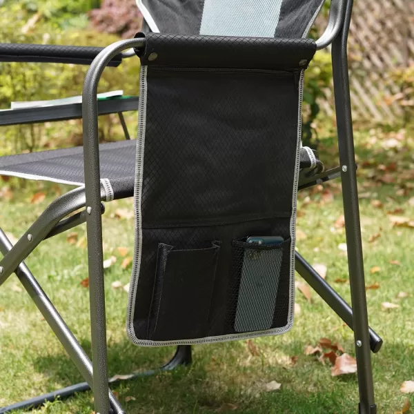 LETS CAMP Oversized Folding Director Chair Outdoor Camping Chair with Side Table and Pocket for Picnic Hiking Fishing Heavy Duty Supports 300 LBSBlack