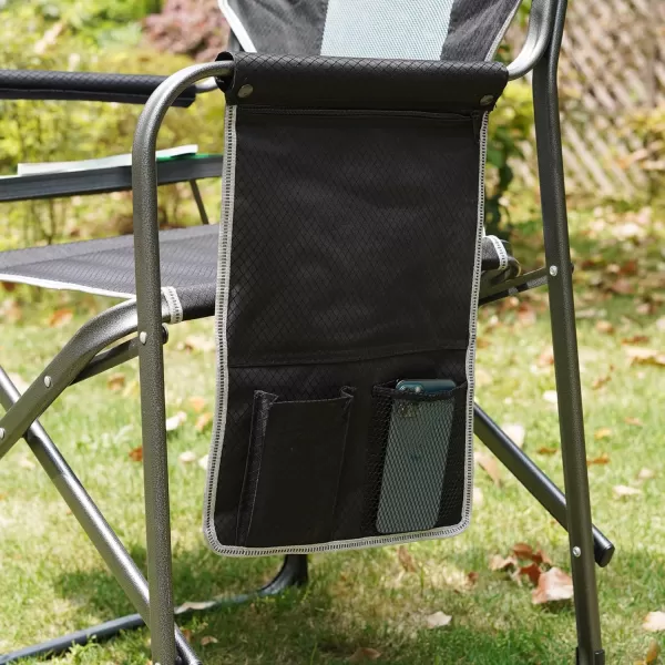LETS CAMP Oversized Folding Director Chair Outdoor Camping Chair with Side Table and Pocket for Picnic Hiking Fishing Heavy Duty Supports 300 LBSBlack