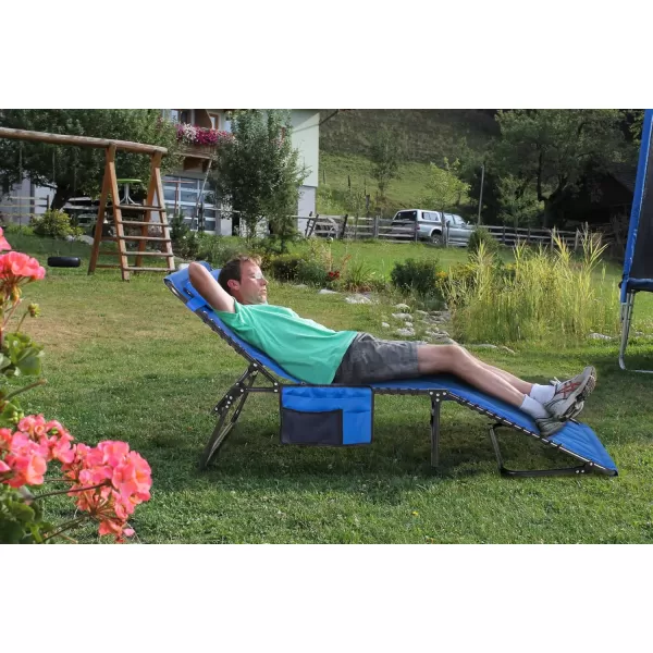 LETS CAMP Portable Folding Reclining Lounger Camping Cot Adjustable 5Position Lightweight with Pillow Pocket for Sleeping Reclining Outdoor Travel Adult Garden Navy BlueBluethickened Style