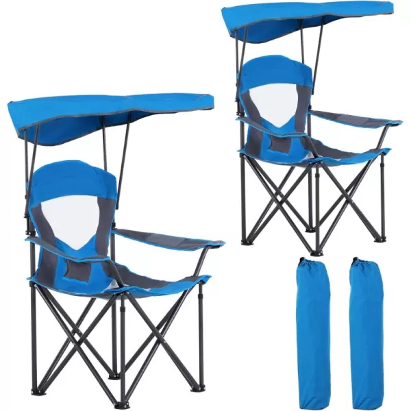 LETS CAMP Camp Chair with Shade Canopy Folding Camping Chair with Cup Holder and Carry Bag for Outdoor Camping Hiking Beach Heavy Duty 350 LBSRoyal Blue