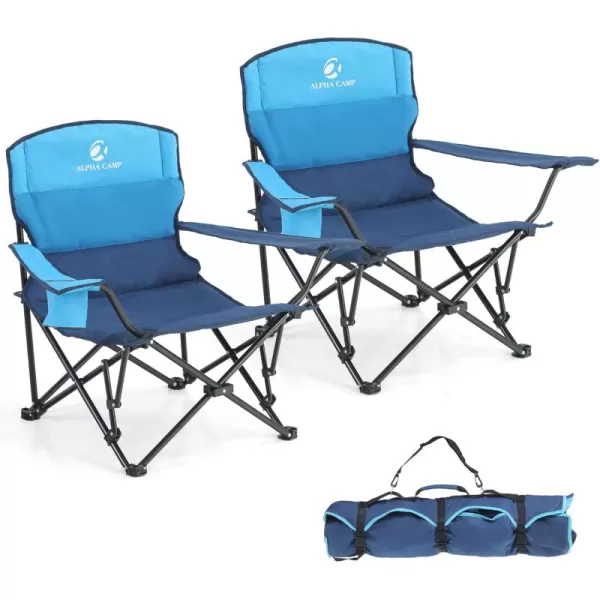 LETS CAMP Folding Camping Chair 2 Pack Low Chair Quad Portable Chair with Cup Holder Steel Frame Collapsible Chair for Outdoor250LBSSeat2