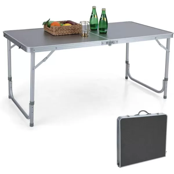 LETS CAMP Folding Camping Table 4FT Aluminum Camping Table Portable Picnic Dining Table Lightweight Folding Card Table wHandle for Indoor Outdoor Patio Backyard Party Work