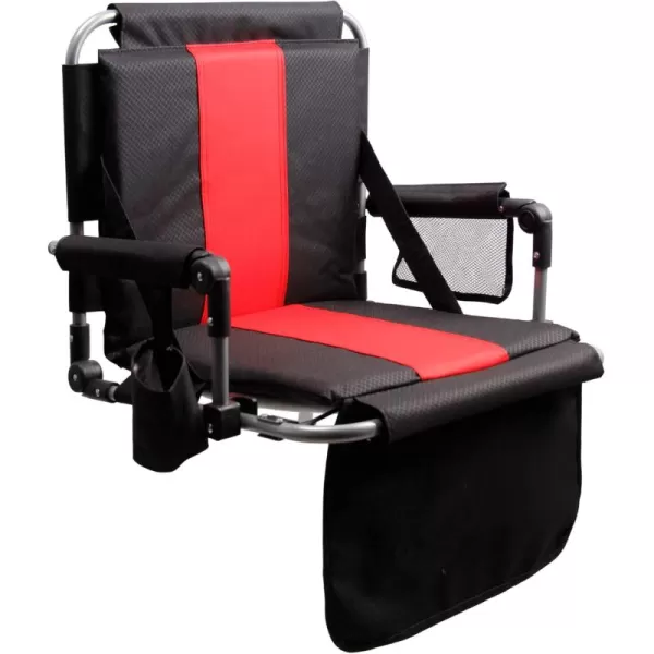 LETS CAMP Folding Stadium Seat Bleacher Chair with Cup Holder Mesh Bag and Hide Hooks Portable Stadium Chair with Back and CushionBlack Red