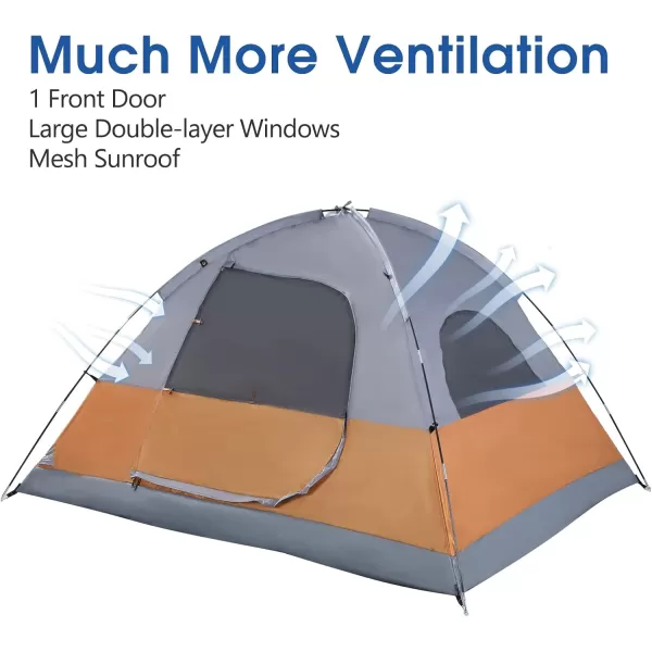 LETS CAMP 3 Person Backpacking TentPortable Lightweight Waterproof Windproof Easy Setup Backpacking TentGreat for Camping Hiking MountaineeringBlueOrange Grey