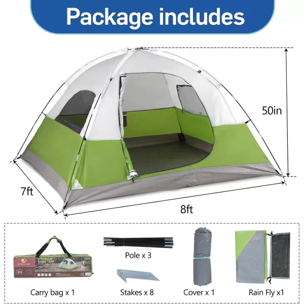 LETS CAMP 3 Person Backpacking TentPortable Lightweight Waterproof Windproof Easy Setup Backpacking TentGreat for Camping Hiking MountaineeringBluegreen