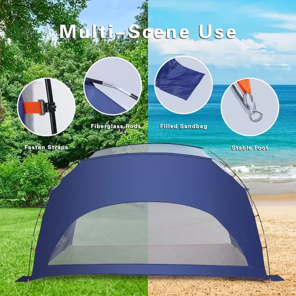 LETS CAMP 3 Person Beach TentUV Sun Shelter Lightweight Beach Sun Shade Canopy for Fishing Hiking CampingNavy Blue
