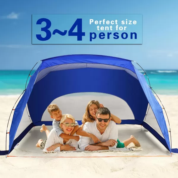 LETS CAMP 3 Person Beach TentUV Sun Shelter Lightweight Beach Sun Shade Canopy for Fishing Hiking CampingNavy Blue