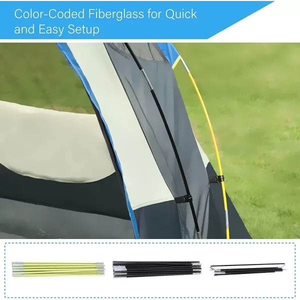 LETS CAMP 6 Person Extended Dome Tent 12quot x 10quot with Removable Rain Fly for Camping Hiking Outdoor