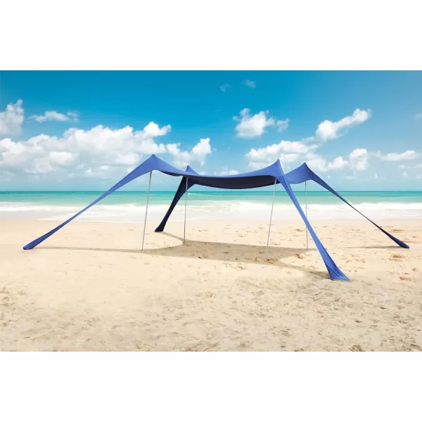 LETS CAMP Beach Tent 10x10 FT Beach Canopy Sun Shelter UPF50Beach Shade Tent with 4 Stability Poles for Camping Trips Fishing Backyard Fun or Picnics Navy Blue