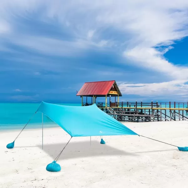LETS CAMP Beach Canopy Tent Sun Shelter UPF50Beach Shade Tent with Sandbag Anchors for Camping Fishing Backyard Fun or Picnics 72x65FTBlue