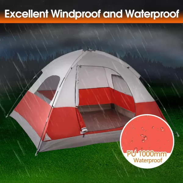 LETS CAMP 3 Person Backpacking TentPortable Lightweight Waterproof Windproof Easy Setup Backpacking TentGreat for Camping Hiking MountaineeringRed
