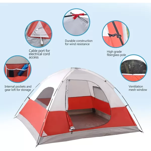 LETS CAMP 3 Person Backpacking TentPortable Lightweight Waterproof Windproof Easy Setup Backpacking TentGreat for Camping Hiking MountaineeringRed