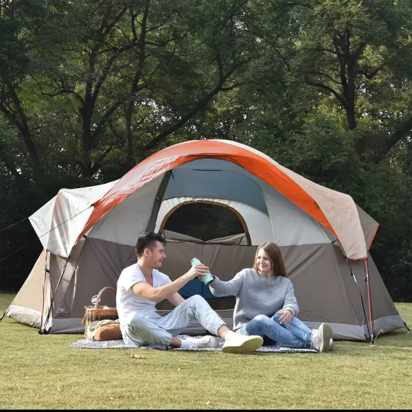 LETS CAMP 6 Person Tent Family Tents for Camping Waterproof Windproof Easy Setup Durable Fiberglass Poles Portable with Carry Bag for All Seasons