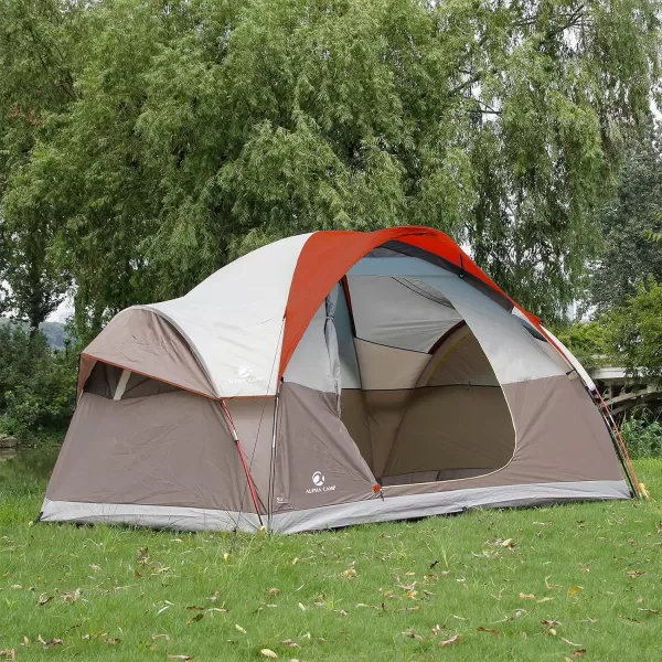 LETS CAMP 6 Person Tent Family Tents for Camping Waterproof Windproof Easy Setup Durable Fiberglass Poles Portable with Carry Bag for All Seasons