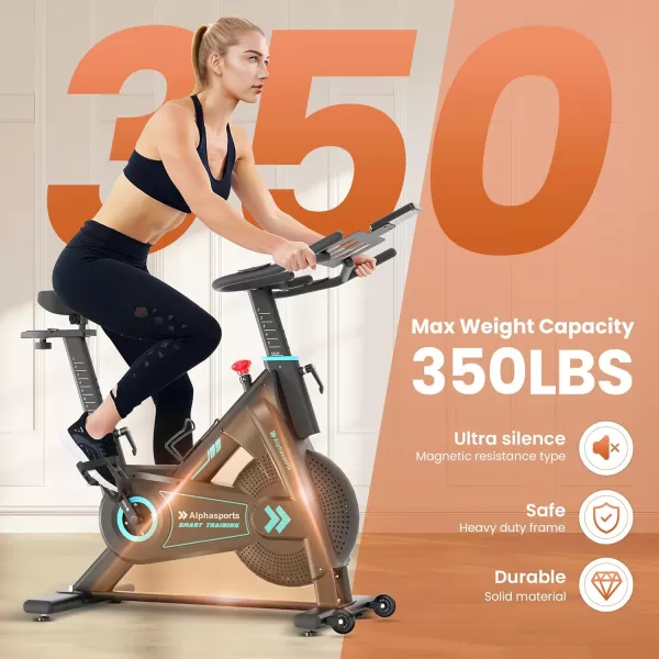 Exercise Bike LETS CAMP Brake PadAdjustable Magnetic Stationary Bike for HomeIndoor Cycling Bike with Low NoiseHeart Rate Handle and LCD MonitorCycle Bike with 350lbs Weight Capacity