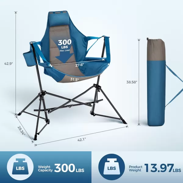 LETS CAMP Hammock Camping Chair Lightweight Portable Outdoor Chair for Camping and Hiking Supports 300lbsBlueBlue
