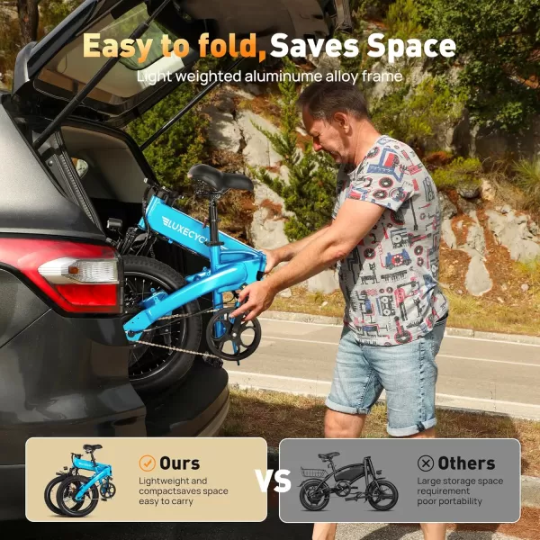 imageLETS CAMP Electric Bike Foldable 1420quot Tire 500W1000W Peak Motor 20Mph28Mph Folding Ebike48V 13AH Removable BatteryLCD DisplayElectric Bike for Adults for Commute Beach Snow20IN Sky Blue