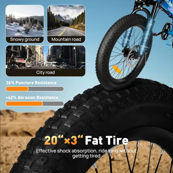 imageLETS CAMP Electric Bike Foldable 1420quot Tire 500W1000W Peak Motor 20Mph28Mph Folding Ebike48V 13AH Removable BatteryLCD DisplayElectric Bike for Adults for Commute Beach Snow20IN Sky Blue