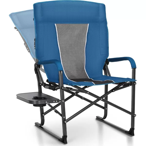 imageLETS CAMP Oversized Reclining Director Chair 437quot High Back with Side TableHeavy Duty Camping Chair for AdultsSupports Up to 300lbsNavyreclining Director Chair