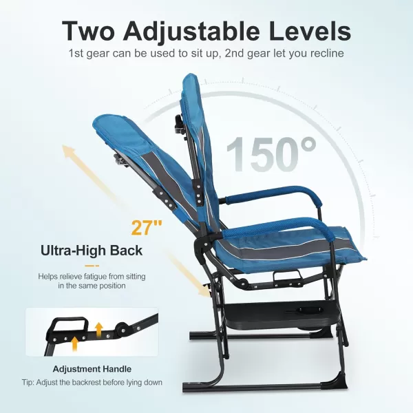 imageLETS CAMP Oversized Reclining Director Chair 437quot High Back with Side TableHeavy Duty Camping Chair for AdultsSupports Up to 300lbsNavyreclining Director Chair