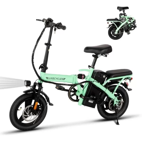 imageLETS CAMP Electric Bike Foldable 1420quot Tire 500W1000W Peak Motor 20Mph28Mph Folding Ebike48V 13AH Removable BatteryLCD DisplayElectric Bike for Adults for Commute Beach Snow14IN Bright Green