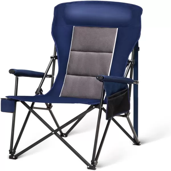 imageLETS CAMP Oversized Camping Chairs 2952quot High Back Heavy Duty Lawn Chair Support 500LBS Portable Collapsible Chair with Cup Holder Side PocketBlueSingle Pack