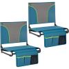 imageLETS CAMP Folding Stadium Seats 2 Pack Portable Bleacher Chairs with Back Support Lightweight Stadium Chairs for Sports Events Bleachers ampamp Concerts BlackBlue