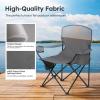 imageLETS CAMP Camping Chair 2 Pack Folding Chair with 3Can Cooler Bag Portable Lawn Chair with Cup HolderStorage Pocket Supports 225LBS Collapsible Chair for Camp Beach Picnic BlueGrey