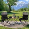 imageLETS CAMP Camping Chair 2 Pack Folding Chair with 3Can Cooler Bag Portable Lawn Chair with Cup HolderStorage Pocket Supports 225LBS Collapsible Chair for Camp Beach Picnic BlueBlack