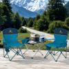 imageLETS CAMP Camping Chair 2 Pack Folding Chair with 3Can Cooler Bag Portable Lawn Chair with Cup HolderStorage Pocket Supports 225LBS Collapsible Chair for Camp Beach Picnic BlueBlue