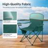 imageLETS CAMP Camping Chair 2 Pack Folding Chair with 3Can Cooler Bag Portable Lawn Chair with Cup HolderStorage Pocket Supports 225LBS Collapsible Chair for Camp Beach Picnic BlueGreen