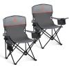 imageLETS CAMP Camping Chair 2 Pack Folding Chair with 3Can Cooler Bag Portable Lawn Chair with Cup HolderStorage Pocket Supports 225LBS Collapsible Chair for Camp Beach Picnic BlueGrey