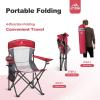 imageLETS CAMP 2 Pack Mesh Back Camping Chair Portable Folding Heavy Duty Outdoor Chair Support 330 LBS Durable Large Arm Chair with Cup Holder and Carry Bag for Camp Fishing Hiking BlackRed