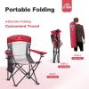 imageLETS CAMP 2 Pack Mesh Back Camping Chair Portable Folding Heavy Duty Outdoor Chair Support 330 LBS Durable Large Arm Chair with Cup Holder and Carry Bag for Camp Fishing Hiking BlackRed