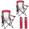 imageLETS CAMP 2 Pack Mesh Back Camping Chair Portable Folding Heavy Duty Outdoor Chair Support 330 LBS Durable Large Arm Chair with Cup Holder and Carry Bag for Camp Fishing Hiking BlackRed