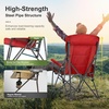 image:imageLETS CAMP Oversized Camping Chairs 2952 High Back Heavy Duty Lawn Chair Support 500LBS Portable Collapsible Chair with Cup Holder Side Pocket2 PackBlackRed