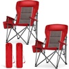 image:imageLETS CAMP Oversized Camping Chairs 2952 High Back Heavy Duty Lawn Chair Support 500LBS Portable Collapsible Chair with Cup Holder Side Pocket2 PackBlackRed